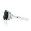 Image 7 : Platinum GIA Octagonal Greenish Blue NO HEAT Sapphire & Diamond 3 Stone Ring