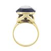 Image 7 : 14k Yellow Gold Large Pear Cut Half Bezel Purple Stone Solitaire Cocktail Ring