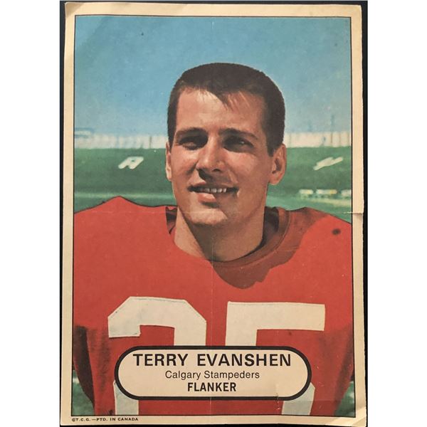 1968 O-PEE-CHEE CFL POSTER - TERRY EVANSHEN (HOF)
