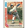 Image 1 : 1982 TOPPS FERNANDO VALENZUELA