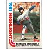 Image 1 : 1982 TOPPS FERNANDO VALENZUELA