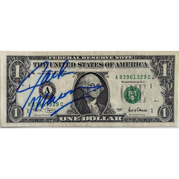 Comedian Jackie Mason signed one dollar bill (JSA)