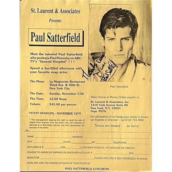 General Hospital Paul Satterfield signed brochure