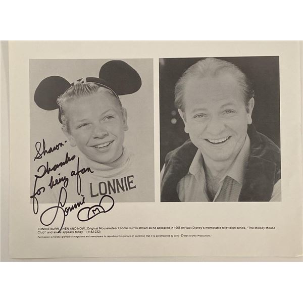 Mouseketeer Lonnie Burr signed photo