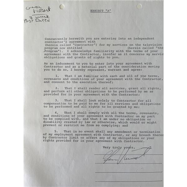 Gene Vincent signed contract