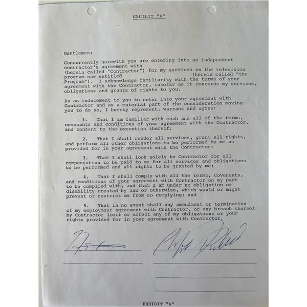 Cliff Richard signed contract.