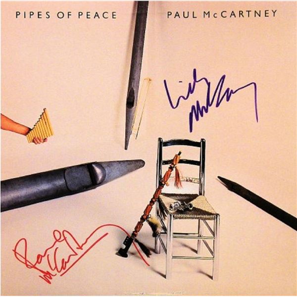 Paul McCartney and Linda McCartney signed Pipes Of Peace album