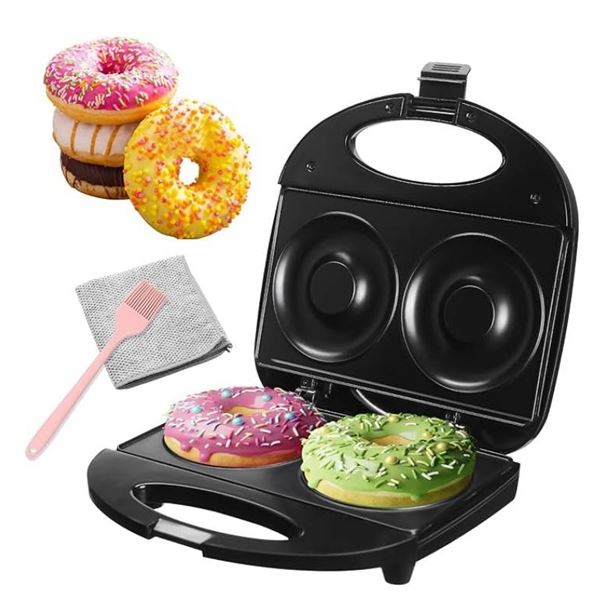 Ht Viik Donut Maker,Doughnut Machine,Bake 2 Donuts,Double-sided heating, Non-stick Surface