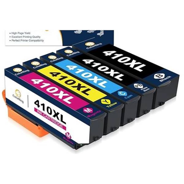 ColorKingdom 410XL Ink Cartridge Set with Black and Color Cartridges