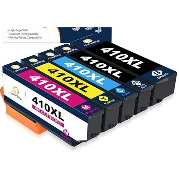 ColorKingdom 410XL Ink Cartridge Set with Black and Color Cartridges