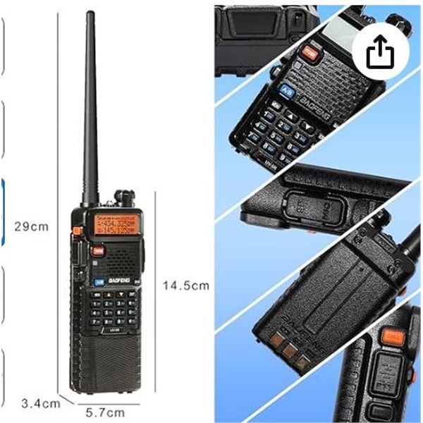 BAOFENG 5W Handheld Ham Radio with 3800mAh Type-C Charging Battery Long Range 2 Way Radio