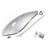 Image 1 : Silver Bluetooth 5.2 Wireless Rechargeable Mouse with USB Receiver