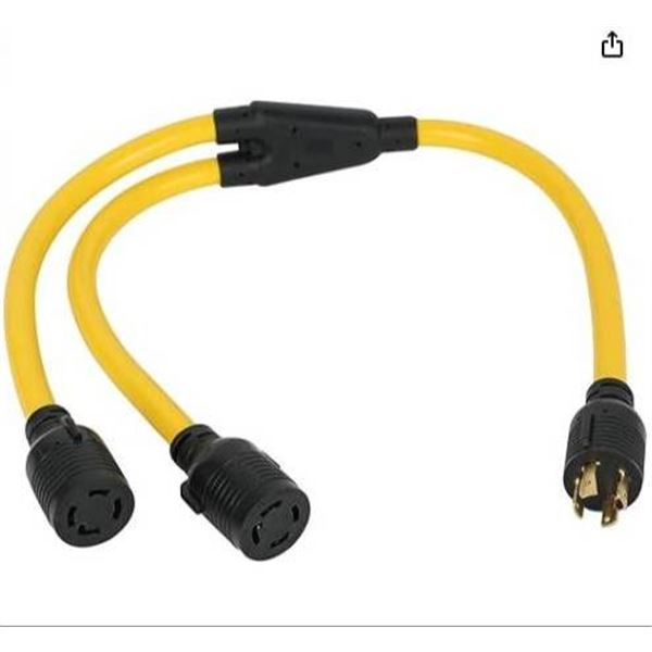 Power Cord Splitter, 3-Feet, 30 Amp, L14-30P to Two L14-30R