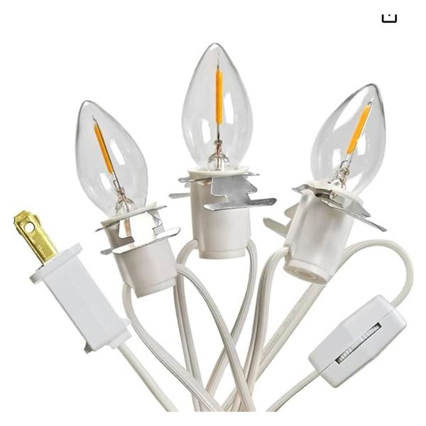 3 Base C7 String Bulbs Christmas Village Light Accessory Cord with 3 LED Light Bulb Universal Clip W