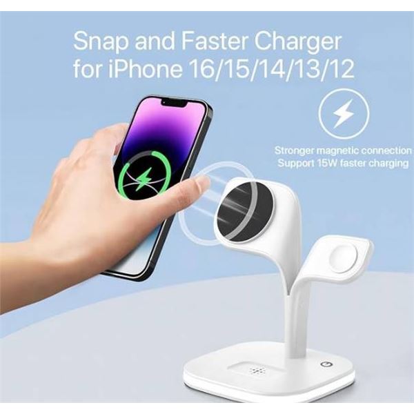 EXW for Magsafe Charger Stand with LED and Adapter (White)