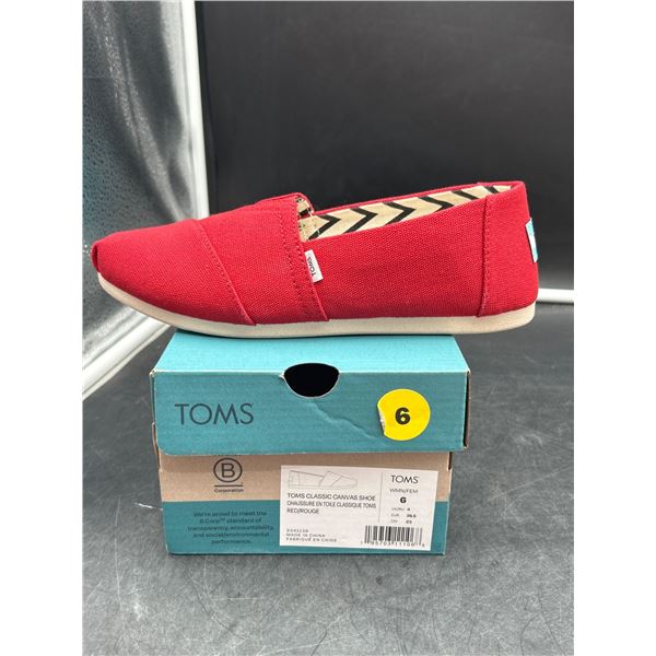 TOMS Red Slip-On Shoes, Womenâ€™s Size 6