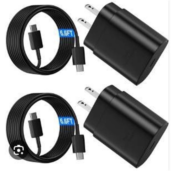 Samsung-Compatible 25W Chargers With 2 USB-C Cables
