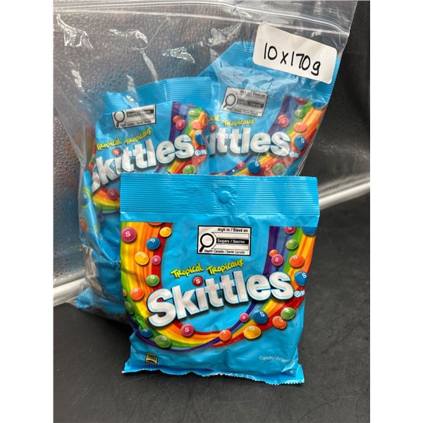 Lot of 10 Skittles Tropical Candy Bags, 170g Each