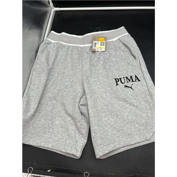 Puma Menâ€™s Gray Sweat Shorts with Logo, Size M