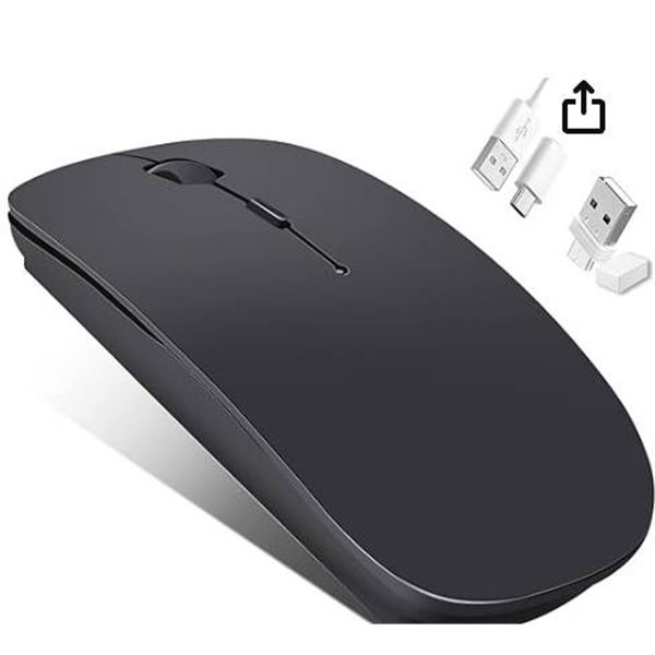 Wireless Mouse with USB Receiver and Charging Cable