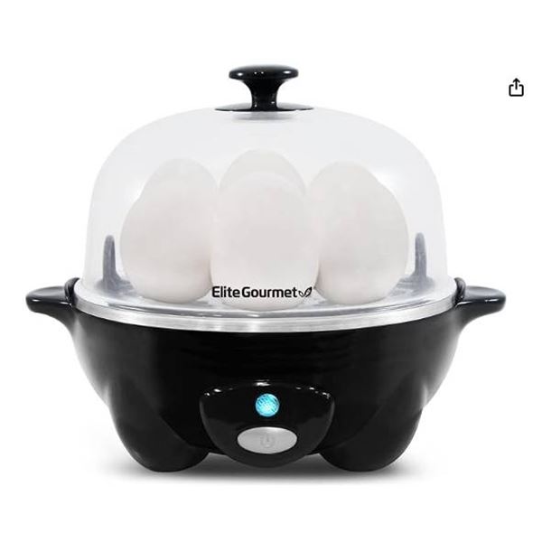 Elite Gourmet Stainless Steel Easy Egg Cooker with Auto-Off Alarm
