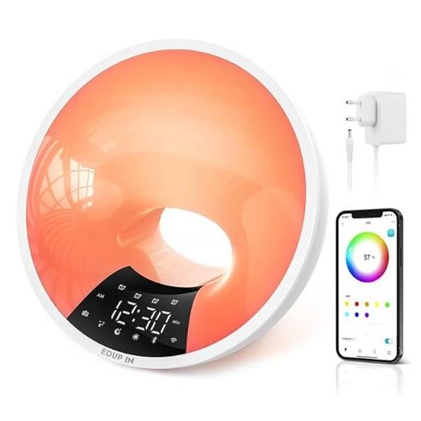 EDUP IN A90 Smart Wake-Up Light with Clock Display and RGB Lighting