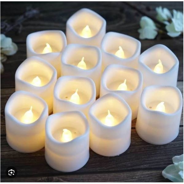 12 LED Flameless Candles with White Plastic Body