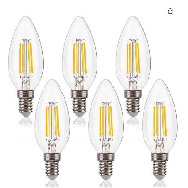 LED Retro Style Bulb, 4.5 Watts, 2700K, Dimmable, E12 Base, 6-Pack