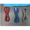 Image 1 : 3 USB Cables in Red, Blue, and Black Braided Design