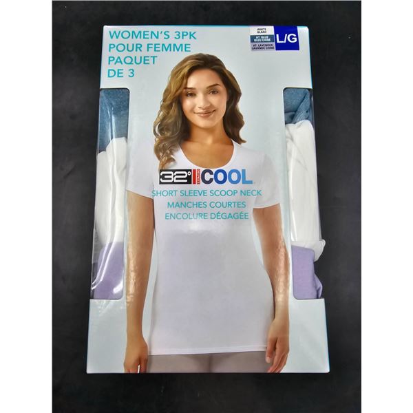 32 Degrees Cool Womenâ€™s 3-Pack Short Sleeve Scoop Neck, Size L/G