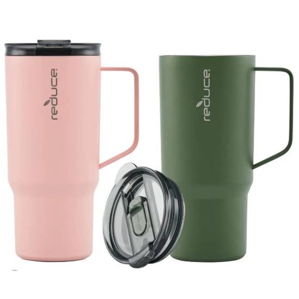 Reduce Tumbler Set, 24oz Vacuum Insulated, Green and Pink