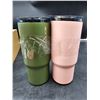 Image 2 : Reduce Tumbler Set, 24oz Vacuum Insulated, Green and Pink
