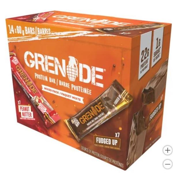 Grenade Protein Bar 14 x 60g Mixed Pack â€“ Peanut Nutter & Fudged Up