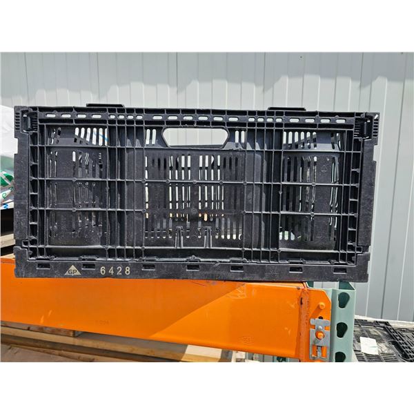 24x16x11 Inch Folding Black Plastic Tote with Handle, One Per Lot