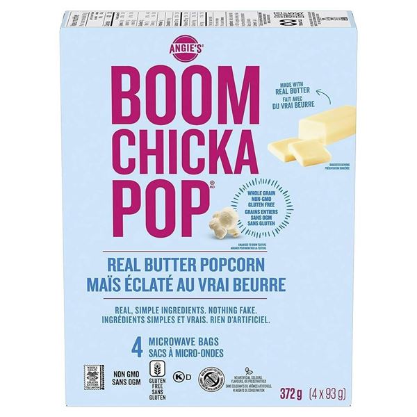 Angie’s Boom Chicka Pop Real Butter Popcorn, 372g, Pack of 6