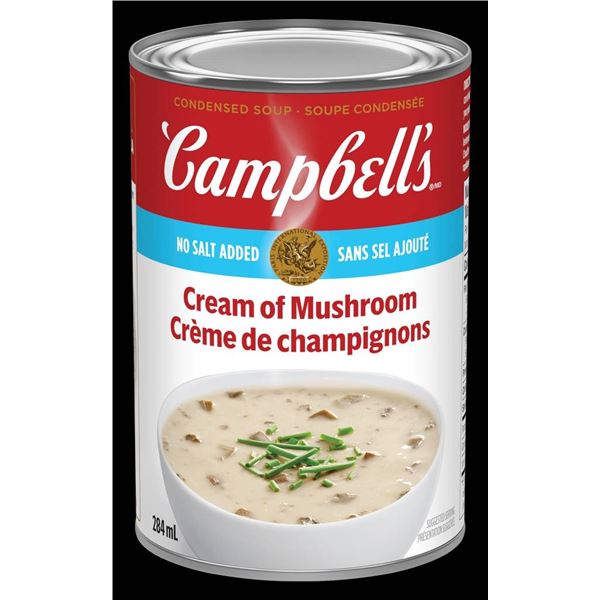 Campbell’s Cream of Mushroom Soup Lot – 12 Cans, 284 mL Each