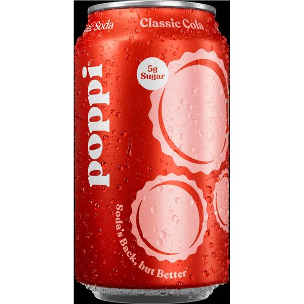 Poppi Soda 12-Pack of 355ml Cans – Classic Cola Flavor