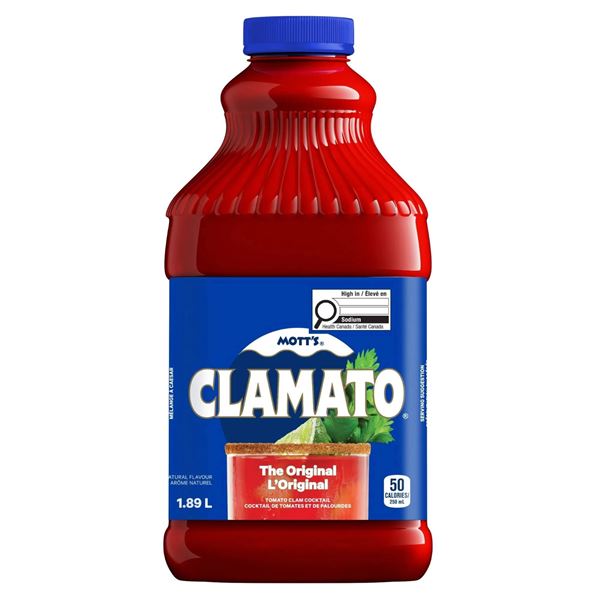Mott’s Clamato Tomato Cocktail Juice 1.89L Bottles (8 Pack)