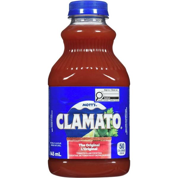 Mott’s Clamato Juice, 9 Bottles, 945mL Each
