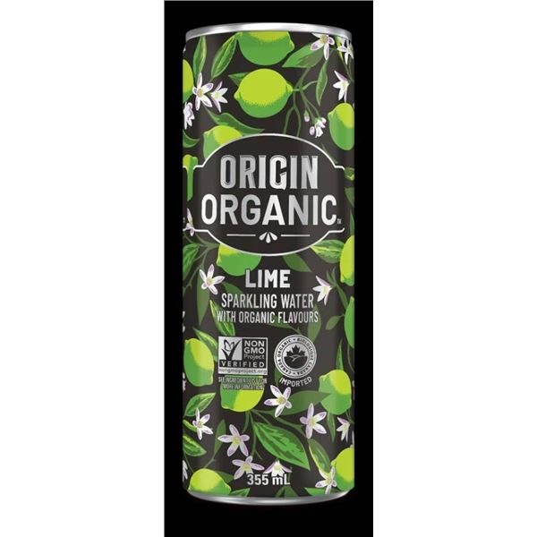 Origin Organic Lime Sparkling Water 6 X 355 mL Cans