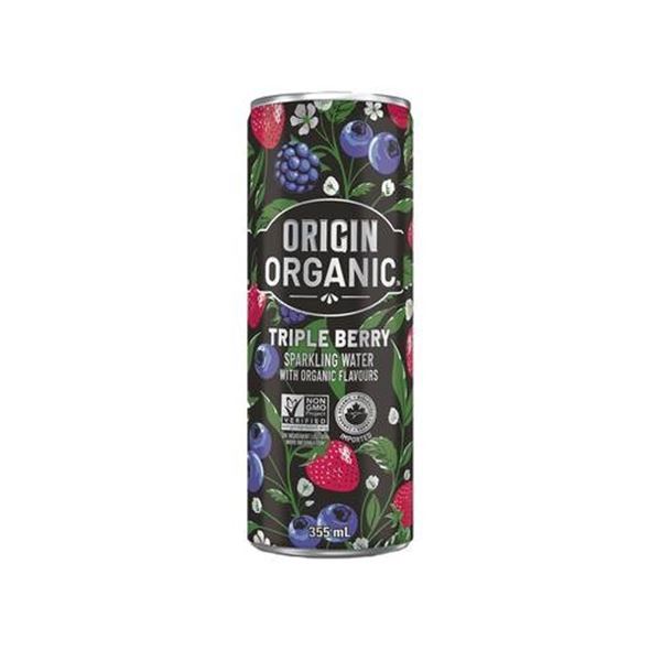 Origin Organic Triple Berry Sparkling Water 6-Can Set 355 mL Each
