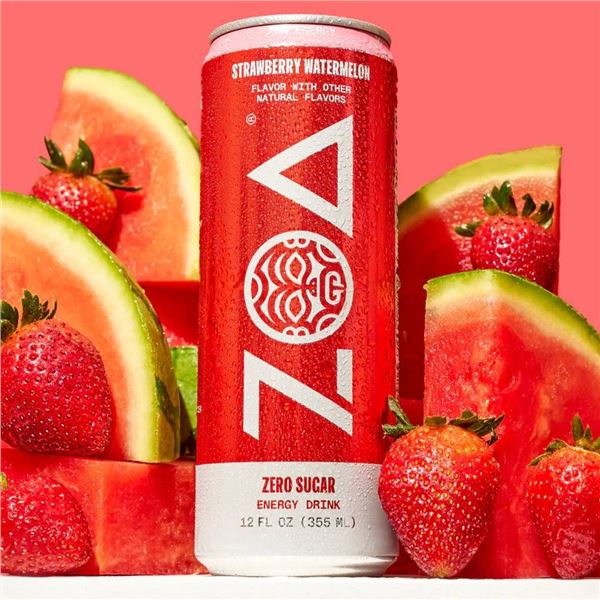ZOA Energy Drink Strawberry Watermelon Zero Sugar Pack of 12 (355ml Each)