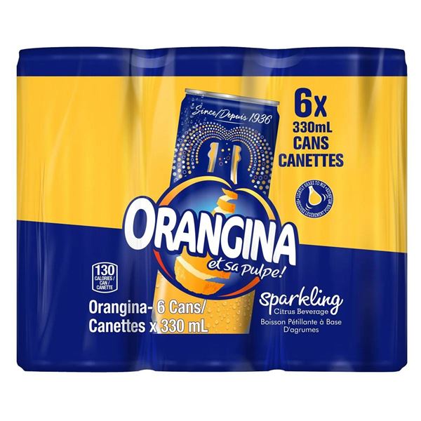 Orangina Sparkling Beverage 24 x 330ml Cans (4 Packs of 6)