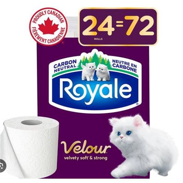 Royale 2 Ply Velour Carbon Neutral Bathroom Toilet Rolls 24 pack