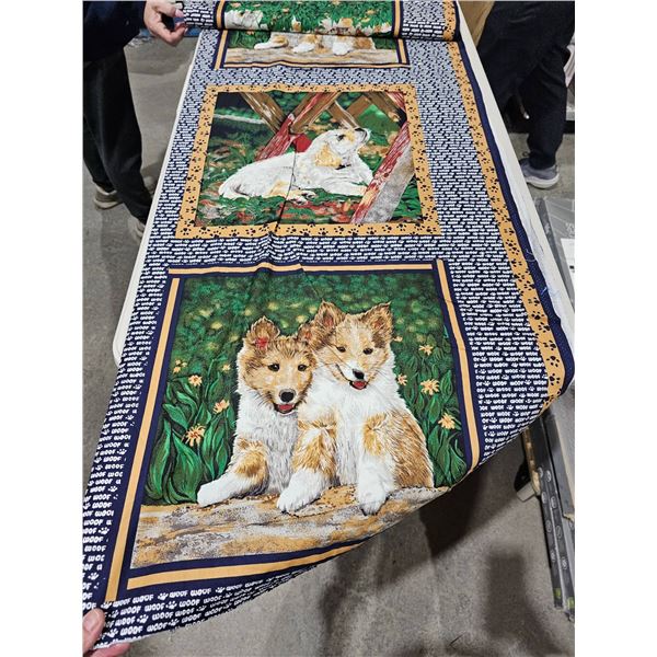 Fabric Panel Featuring Dog Designs with Border Patterns