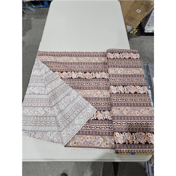 Decorative Floral Textile with Striped Patterns