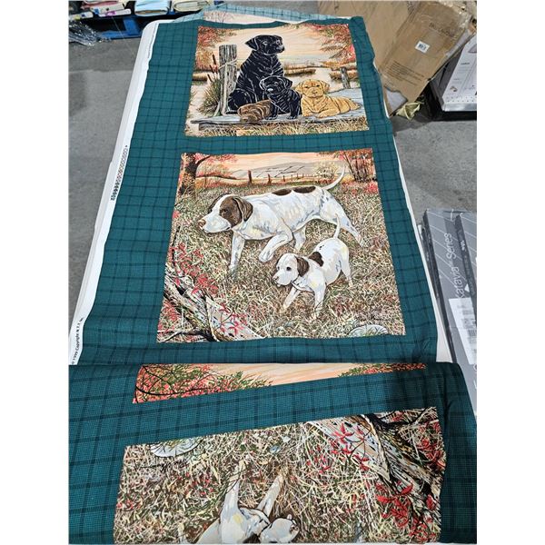 Dog-Themed Quilt Fabric Panels Featuring Various Dog Designs