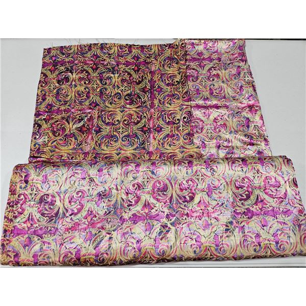 Roll of Textured Metallic Fabric with Multicolor Pattern Design