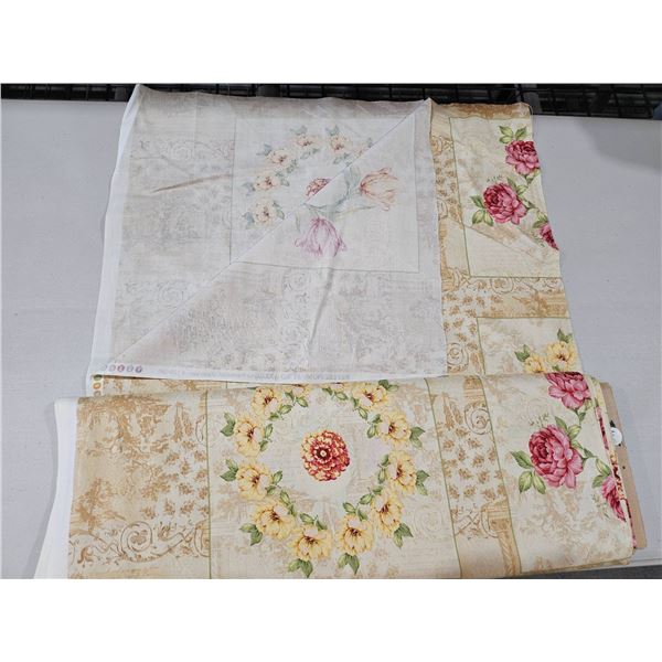 Floral-Patterned Fabric Roll with Multicolored Designs