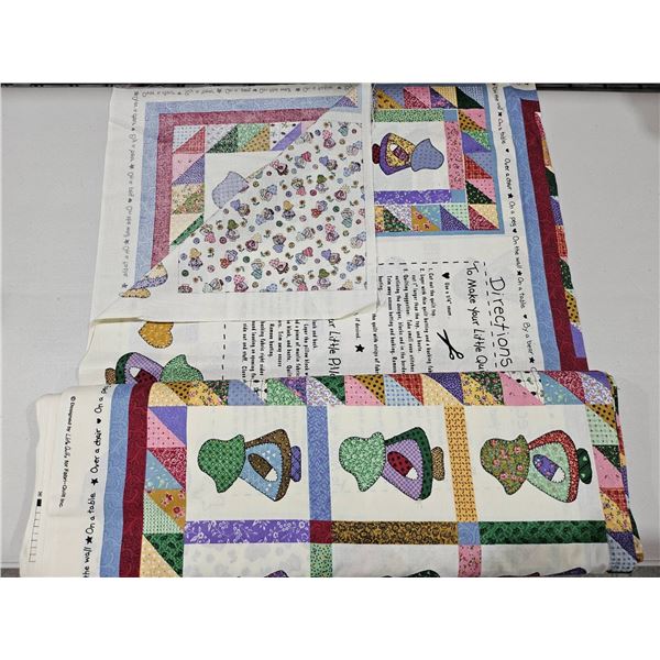 Sunbonnet Sue Quilt and Pillow Fabric Panels with Directions